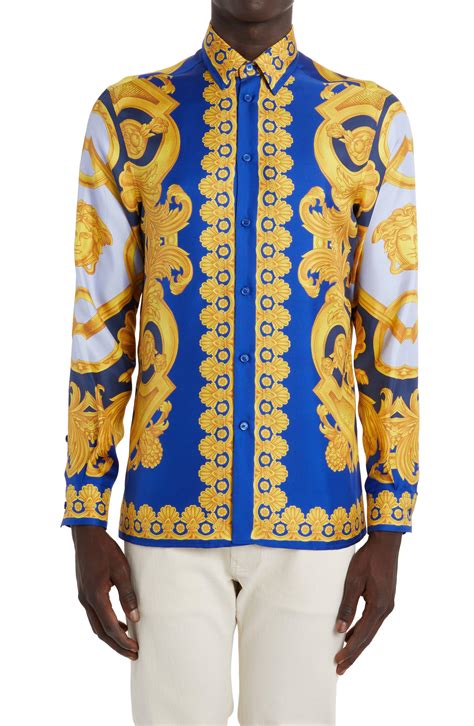 mens versace button up shirt|versace button up shirt men.